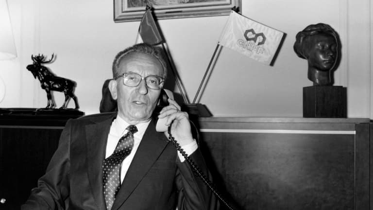 Yvon Gattaz, président du Conseil national du patronat français (CNPF), le 27 juin 1985 à Paris 