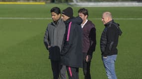 Nasser Al-Khelaïfi, Thomas Tuchel, Maxwell et Antero Henrique (PSG)
