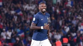 La grande joie de Marcus Thuram après son premier but en sélection lors de France-Irlande (2-0, qualifs Euro 2024), le 7 septembre 2023 au Parc des Princes