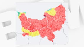 Les indices de qualité de l'air, principalement "mauvais", en Normandie le 13 janvier 2025.