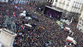 Des milliers de personnes réunies à Madrid à l'appel de Podemos, le 31 janvier 2015.
