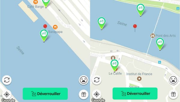 Plusieurs Gobee.bike sont géolocalisés dans la Seine.