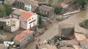 Les images des inondations à Villegailhenc, dans l'Aude, depuis l'hélicoptère BFMTV
