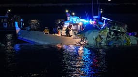 Les débris d'un avion de ligne après sa collision contre un hélicoptère à Washington, le 30 janvier 2025