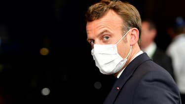 Le président français Emmanuel Macron lors du sommet de l'UE à Bruxelles, le 18 juillet 2020