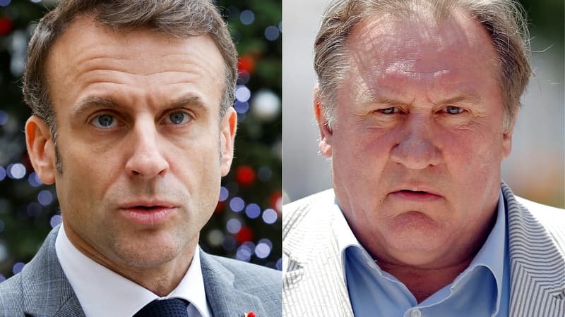 Emmanuel Macron, le 13 décembre 2023 et Gérard Depardieu, le 6 juin 2013.