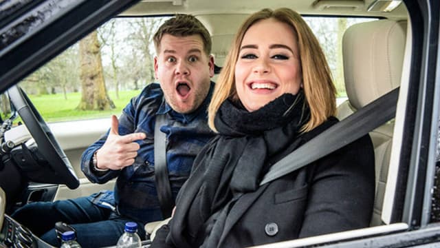 La chanteuse Adèle lors de son passage dans l'émission Carpool karaoke