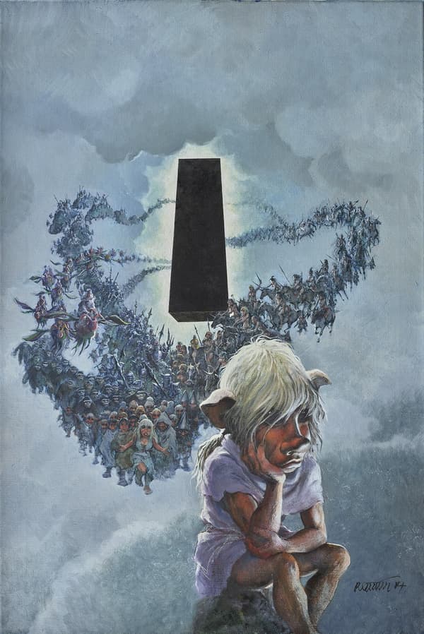 Le dessin original de la couverture d'un album de Grzegorz Rosinski, "Le Grand Pouvoir du Chninkel" (1988) Le dessin original de la couverture d'un album de Grzegorz Rosinski, "Le Grand Pouvoir du Chninkel" (1988)