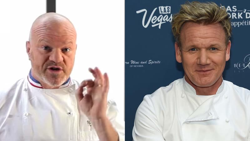 Philippe Etchebest à gauche, contre Gordon Ramsay à droite