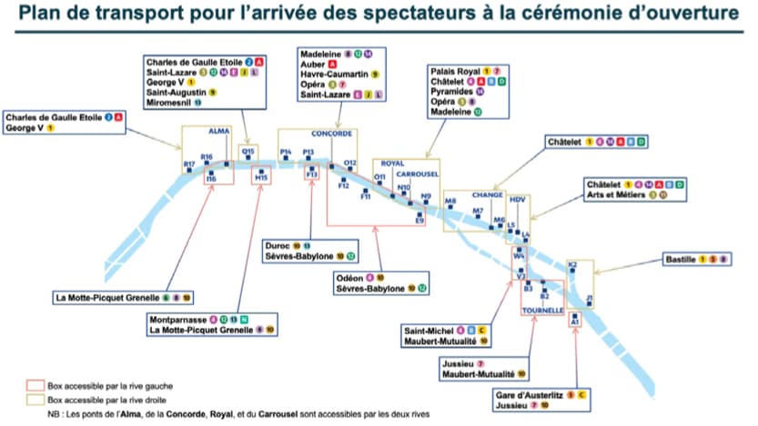 Plan de transport pour l'arrivée des spectateurs à la cérémonie d'ouverture