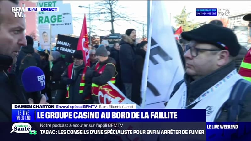 Saint-Etienne: manifestation en soutien aux salariés du groupe Casino menacé de liquidation judiciaire