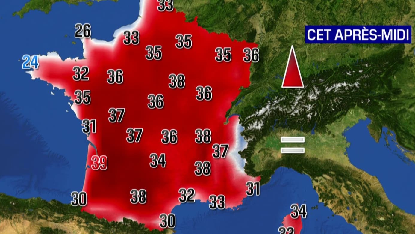 Les températures de ce mercredi 3 août 2022 après-midi. Les températures de ce mercredi 3 août 2022 après-midi.