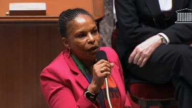 Christiane Taubira lors des débats sur le mariage pour tous à l'Assemblée, en 2013