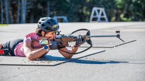 Julia Simon à l'entraînement à Fond Romeu en septembre 2023.