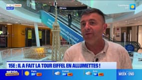 Paris: la tour Eiffel en allumettes exposée à Beaugrenelle