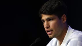 Carlos Alcaraz face à la presse avant le début de l'US Open 2024.