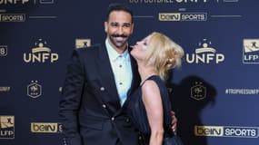 Adil Rami et Pamela Anderson lors des trophées UNFP en mai 2019