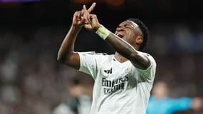 Vinicius, attaquant du Real Madrid, en quart de finale retour de Ligue des champions, 16 avril 2025