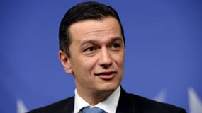 Le Premier ministre roumain Sorin Grindeanu, le 16 février 2017 à Bruxelles