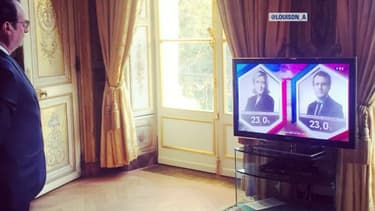 François Hollande lors des résultats de premier tour de l'élection présidentielle, le 23 avril 2017.