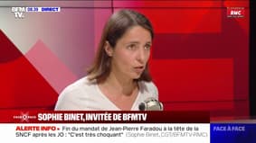 "C'est très choquant": Sophie Binet réagit au non-renouvellement du mandat de Jean-Pierre Farandou, PDG de la SNCF, après les JO