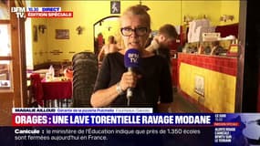 Inondations en Savoie: "C'est une catastrophe, dans les caves il y a plus d'un mètre et demi" d'eau, déplore cette gérante de pizzeria