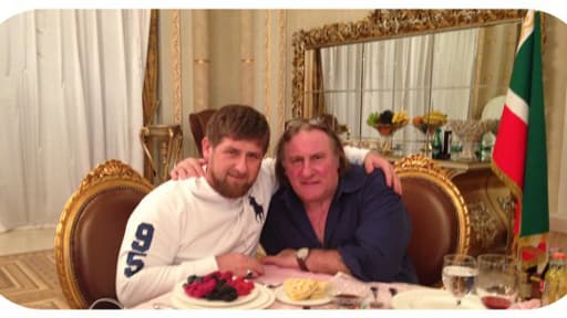Le président tchétchène Kadyrov et l'acteur Depardieu posent ensemble en février dernier