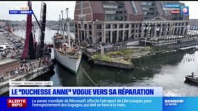 Dunkerque: le trois-mâts "Duchesse Anne" vogue vers sa réparation