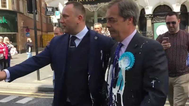 Nigel Farage à Newcastle, le 20 mai 2019 en Grande-Bretagne.