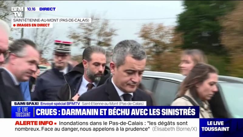 Crues dans le Pas-de-Calais: Gérald Darmanin et Christophe Béchu arrivent à Saint-Étienne-au-Mont