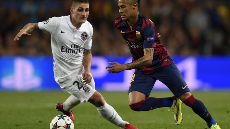 Marco Verratti et Neymar en avril 2015
