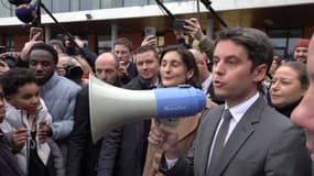 Le Premier ministre Gabriel Attal au collège Saint-Exupéry d'Andrésy, dans les Yvelines, le 12 janvier 2024.