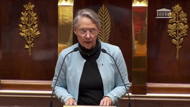 Elisabeth Borne, le 20 mars 2023 à l'Assemblée nationale avant le vote des motions de censure.