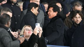Nasser Al-Khelaïfi et Waldemar Kita lors du match PSG-Nantes, le 9 décembre 2023