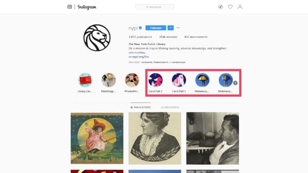 Où trouver les Insta Novels sur le compte Instagram de la NYPL