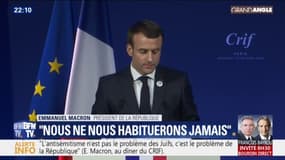 Macron au dîner du Crif: "De l'antisémitisme traditionnel se déploie un antisémitisme fondé sur l'islamisme radical"