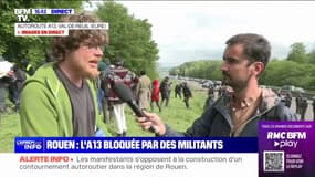 Blocage de l'autoroute A13: "L'idée est de montrer à quel point les autoroutes fragmentent les milieux naturels", affirme ce porte-parole du mouvement