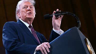 Le président américain Donald Trump prononce un discours à l'auditorium Andrew W. Mellon à Washington, DC, le 28 janvier 2026. 
