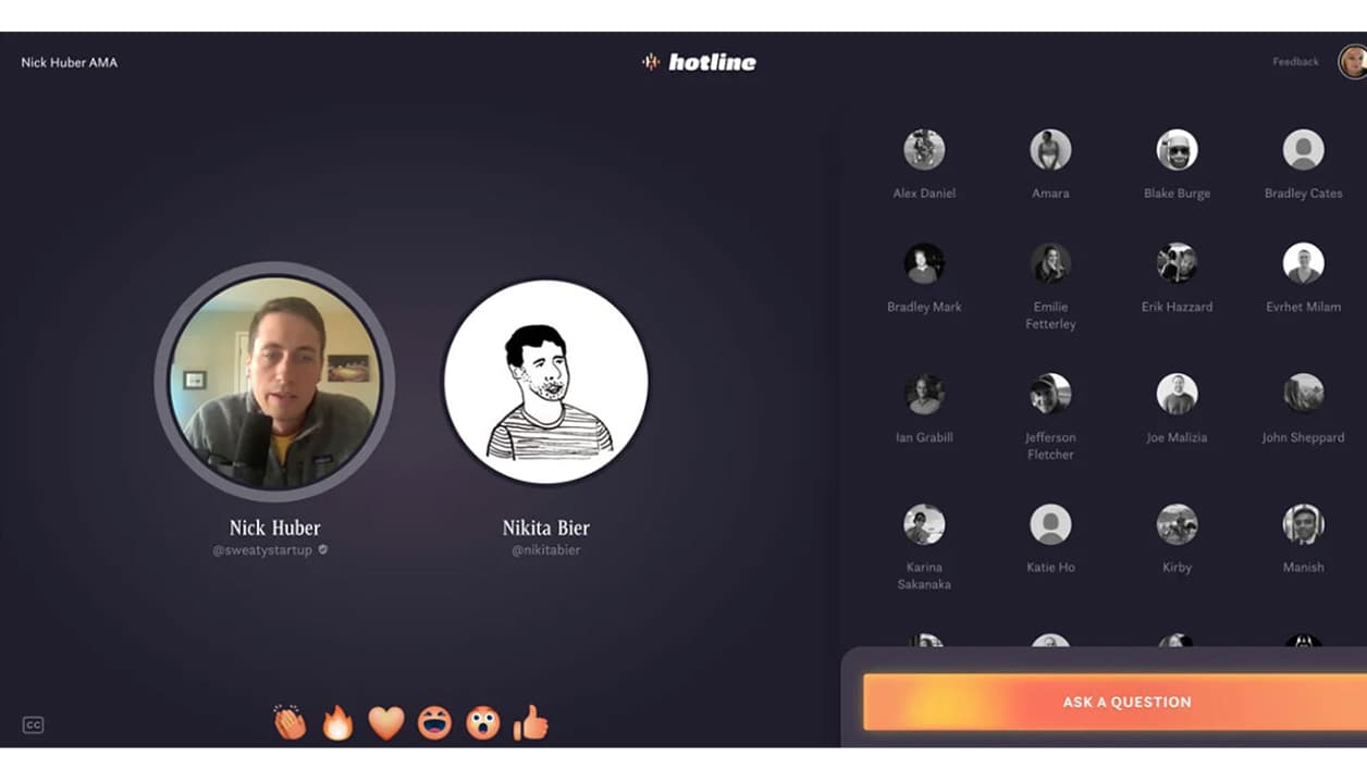 Capture d'écran de l'application Hotline, de Facebook