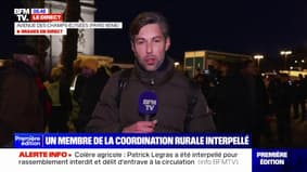 Patrick Legras, membre de la Coordination rurale, interpellé lors de l'action des agriculteurs sur les Champs-Élysées