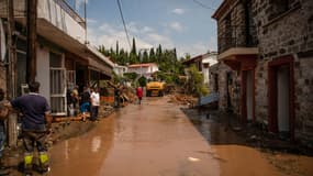Des inondations sur l'île d'Eubée, en Grèce, le dimanche 9 août 2020.