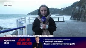 À Barneville-Carteret dans la Manche, la mer est très agitée ce samedi matin 