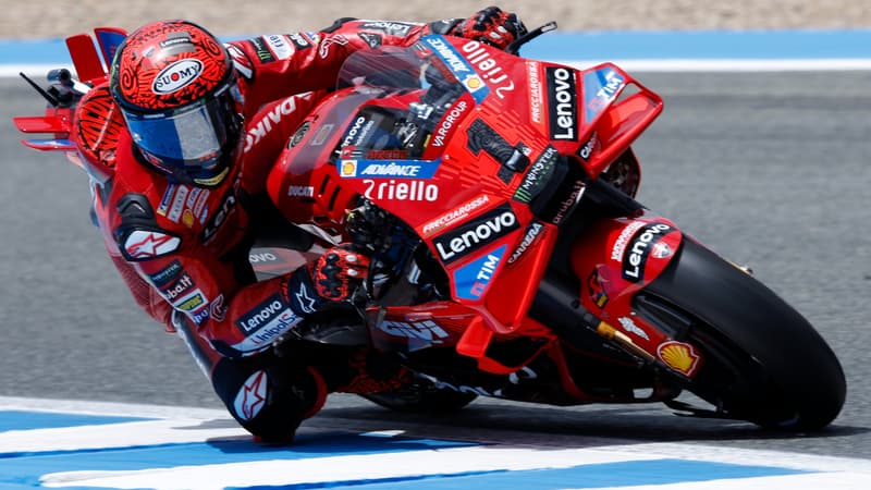 Francesco Bagnaia lors des essais libres de Jerez, le 26 avril 2024