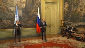 Antonio Guterres et Sergueï Lavrov à Moscou, le 26 avril 2022. 