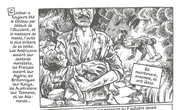 Un extrait d'une page de la BD "Guerre à Gaza" de Joe Sacco Un extrait d'une page de la BD "Guerre à Gaza" de Joe Sacco