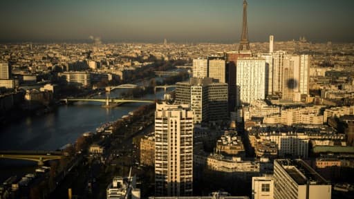 Vue de Paris prise depuis le ballon d'Airparif le 28 décembre 2016