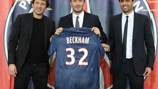 Leonardo, David Beckham et Nasser Al-Khelaïfi
