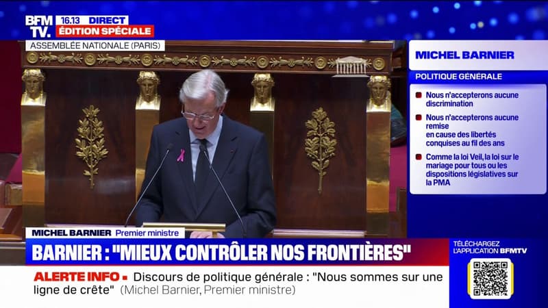 Discours de politique générale: Il est urgent de sortir l'immigration de l'impasse idéologique, indique Michel Barnier