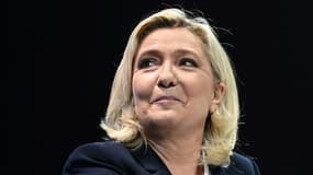 La candidate RN à la présidentielle Marine Le Pen en meeting à Perpignan le 7 avril 2022 