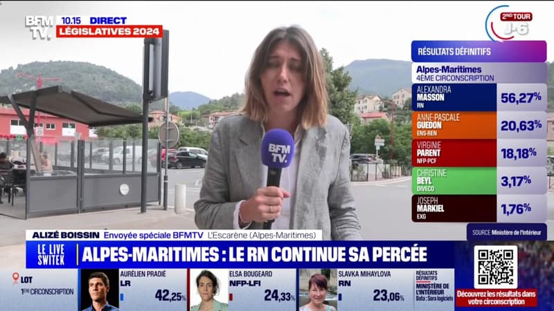 Législatives: Alexandra Masson, candidate RN à l'Escarène (Alpes-Maritimes), élue au premier tour avec 69,52% des voix
